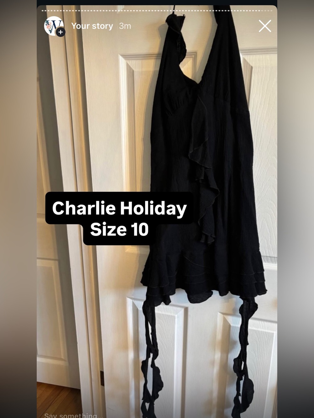 Charlie Holiday Black Ruffle-Front Dress